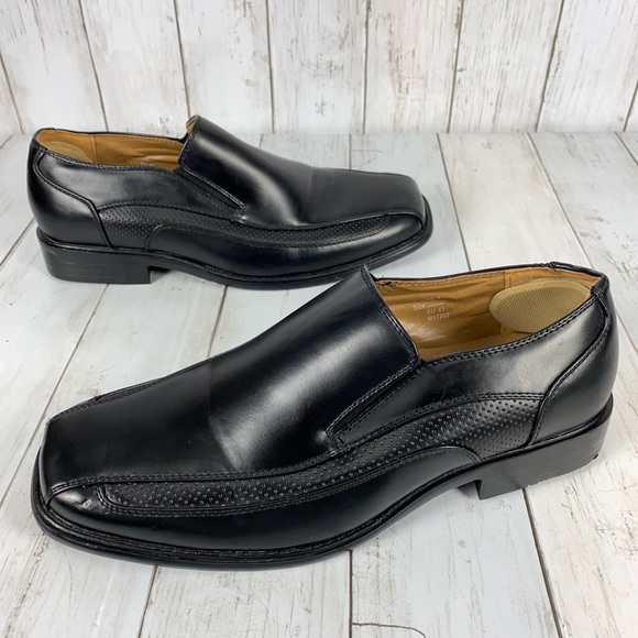 Winston Mens Dress Shoes Size 9 Slip On Oxford Loafers Black Synthetic Leather - Picture 2 of 10